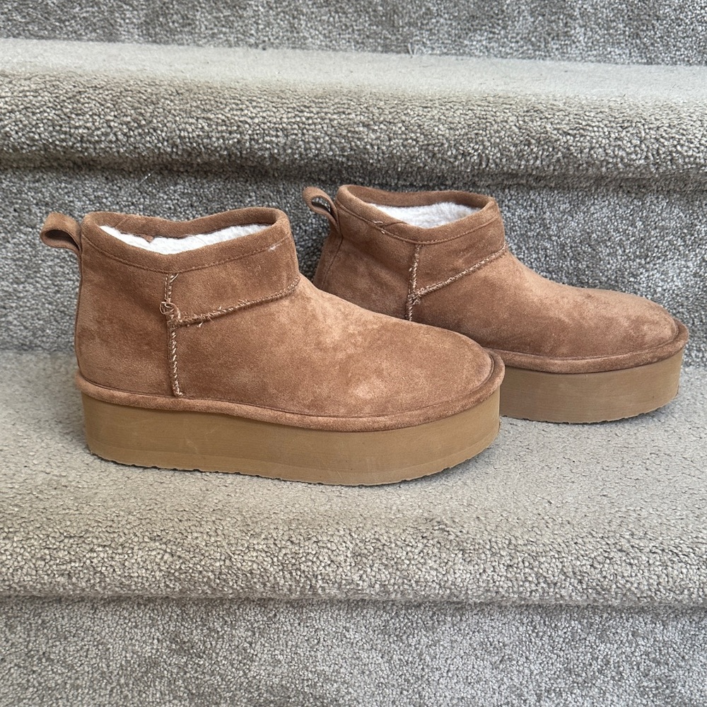 Madden Girl Tan Suede Platform Boots